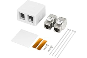 FGB 2-Port Anschlussbox RJ45 Modul Aufputz Netzwerkdose mit geschirmt Keystone Modul CAT 7 LAN Dose für 10 Gigabit Ethernet