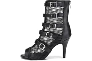 VCIXXVCE Botas de danza para mujer Botines De Baile De Salón Modernos con Punta Abierta para Salsa Tango, Modelo Y006