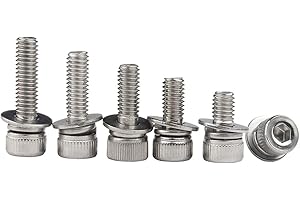 KINDOYO M12 Tornillo Hexagonal Interno - Tornillos de Cabeza Hueca Hexagonal de Acero Inoxidable 304 con Arandela de Resorte, M12*25 * 24 3Pcs