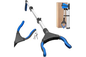 Bellanova Multifunktionaler Faltbare Greifer, 110cm Extra Langer Greifzange für Senioren, Drei-Faltbare Müllzange, 360° Drehbarer Kopf, Greif-Werkzeug mit Magnetspitzen (Blaue)