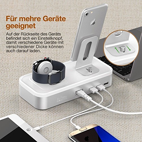 Oittm 5 USB Ladestation f  r iPhone und Apple Watch Series 3 Apple Watch Series 2 Apple Watch Series 1 iPhone 8 iPhone 8 plus iPhone X iPhone 6 Plus i