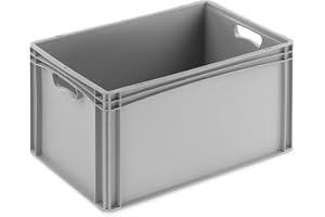 DIE BOX FABRIK Eurobehälter 600x400x320mm | geschlossene Box | Aufbewahrungsbox | Kunststoff Kisten | Lagerbehälter mit Griffen | robuste Stapelbox | Eurokiste | Mehrwegbehälter