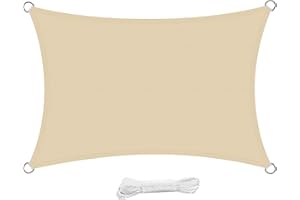swift Tenda a Vela Rettangolare 2x3 m Permeabile Protezione Anti Raggi UV Vela Ombreggiante 3x2 m, Telo Tenda da Sole a Vela per Esterno, Giardino & Gazebo, Beige