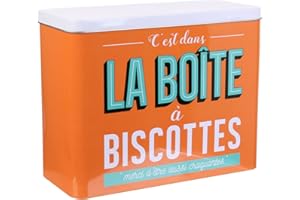 COOK CONCEPT BT6709 A Biscotti Cucina Conservazione, Scatola Metallica Contenente Tin Box, Fer, Verde, Arancione, Bianco, 23,5 x 11 x 18,2