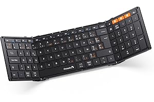 ProtoArc XK01 Clavier Bluetooth Pliable, AZERTY Clavier sans Fil Portable avec Pavé Numérique, Clavier Pliant Pleine-Taille Rechargeable pour Android Windows iOS Téléphone Tablette iPad