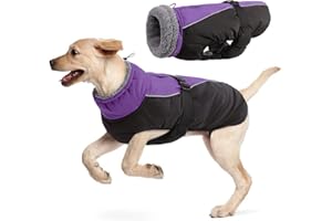 HJYOKUSO Manteau d'hiver pour Chien, Veste ImperméAble pour Chien, Veste d'hiver Chaude avec Doublure en Polaire, Manteau RéFlecteur Ajustable Et Confortable avec Trou pour Harnais pour Petits Et Moyens Chien