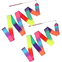 4pcs Rubans De Danse, 2 Gynastique Rubans De Danse Rythique Bâton