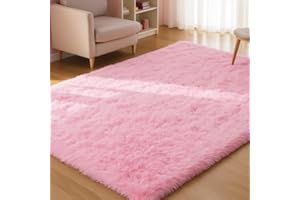 XSIVOD Alfombras Sala Alfombras de Habitación Pelo Largo Grande Suave y Esponjosa Modernas Para Interiores Alfombra Niños Dormitorio Juvenil Rosa Claro, 80 x 160 cm
