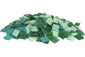 HOBBY ISLAND MOSAICS 400 Vitreous Glass Mosaic Tiles Greens Arts Crafts 10mm