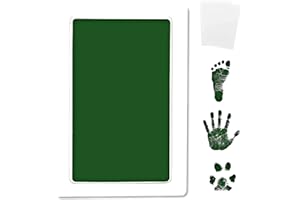 REIGNDROP Inkless Large Clean Touch Ink Pad Kit for Baby Footprint, Handprint & Pet Paw Print - No Ink Mess, Clear Print, Smudge Resistant, Long Lasting, Baby Safe, Includes 2 Cardstock(Clean-Touch - Green)