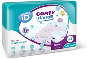 ONTEX iD Comfy Junior Slip Unisex Sous-Vêtements de Nuit Absorbants pour Enfants Taille XS 14 Pièces