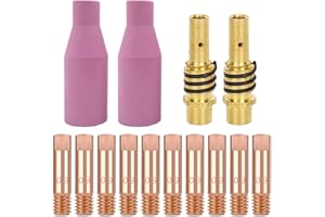 QAQGEAR MB15 15AK Punta de Contacto 0,9mm M6 y Soporte de Puntas difusor y boquillas de cerámica Accesorios de Pistola de Soldadura para MB15 15AK MIG/mag soplete de Soldadura (14 uds)