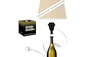 Stappa e Illumina Trasforma Bottiglie in lampade in 30 Secondi - per Bottiglie Magnum - portalampada per Bottiglia - Kit Lampada Bottiglia - Magnum Champagne