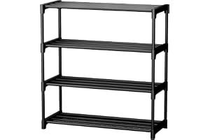 Etekcity Shoe Rack with Shelf | Foldable Plastic Shoe Rack with Shelves for Bedroom, Entryway & Living Room | Multipurpose Footwear Stand for Home (4 Shelf y)