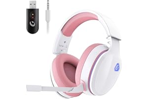 Gvyugke Gaming Headset Wireless, Pink Gaming Kopfhörer Kabellos mit Abnehmbares 3D-Stereomikrofon, Bluetooth 5.2 Headset, Gaming Headset für PS5 PS4 PC, Switch, Mac (Rosa)
