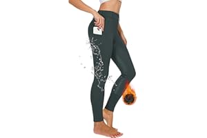 HAVIDETO Winter Reitleggings Damen Vollbesatz Thermo Reithose Damen Fleece Gefüttert Wasserdicht mit Handytasche Gürtelschlaufen