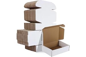 HORLIMER 50 Stück Versandkartons Kleine Kartons Boxen, Faltkarton Verpackungskartons für Warensendung, Postkarton, Geschenkkarton, 178x127x51mm, Weiß