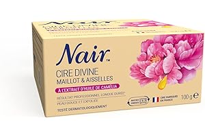 NAIR - Cire Divine Aisselles & Bikini à l'Extrait de Fleur de Camélia, Se Retire Sans Bandes, Pot de 100g + 2 Lingettes "Finition Parfaite"