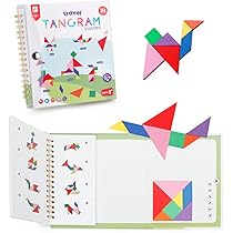Coogam Travel Tangram Puzzle with 3 Set of Magnetic Tangram - Road