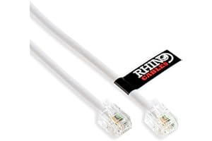 rhinocables ADSL RJ11 High-Speed Telephone & Internet Cable | Universal Compatibility for BT, Modem, Router, Landline & Broadband | Durable Copper Core for Optimal Signal (1m,White,Pack of 1)