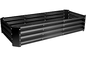 Harbour Housewares Raised Garden Bed - Anthracite - 180 x 90cm - Rectangle - Bottomless Metal Raised Bed Galvanised Steel Planter Box for Growing Outdoor Plants, Vegetables, Flowers and Herbs
