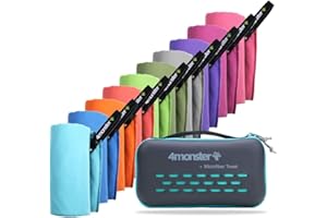4Monster Serviettes en microfibre, en 10 couleurs, séchage rapide, absorbantes, très légères, pour fitness, sauna, voyage, sport, yoga
