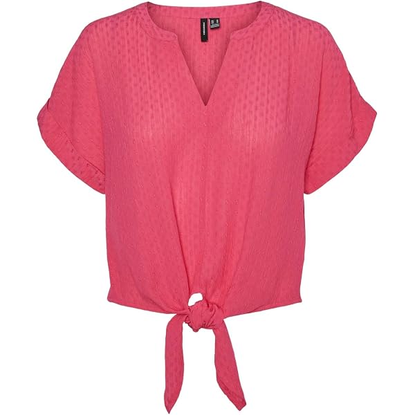 Haut Femme VERO MODA Vmrusk Lace - Col En V, Manches Courtes, En Viscose Ecovero Durable, T-Shirt Décontracté - 10