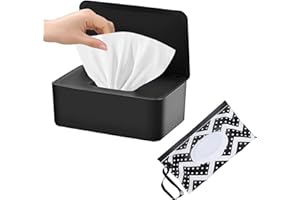 SEPSCO Caja Toallitas Humedas y Bolsa, 2 Piezas Porta Toallitas Bebe Grande Dispensador Toallita Húmedas Almacenamiento Estuches con Tapa para Escritorio Oficina Casa Servilletas Paña Papel Pañuelos