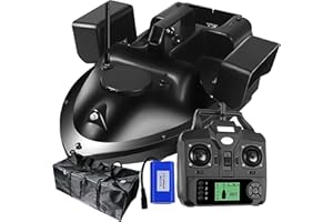 DYJD RC Esca per la Pesca Peschereccio Bait Boat Remote Device Control Pesca Double Motor Tre tramogge di LED Barca con GPS e Display LCD Telecomando,12000mah