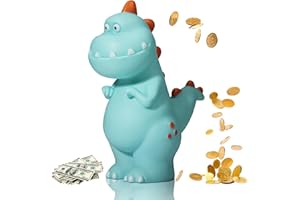 Widisun 1Pc Money Box for Kids Cartoon Dinosaur Money Bank Large Blue Dino Money Box Cute Dinosaur Coin Bank for Boys and Girls as Birthday and Baptism Gifts