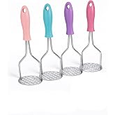 ARVALE Paslanmaz &Ccedil;elik Patates Ezici - 23,5 cm Renkli Ergonomik Saplı Sebze P&uuml;re Yapıcı
