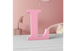 MeteoraPrime Lettres en Bois Rose 15 cm Lettres en Bois Non Finies pour Décoration Murale Lettres Décoratives Debout Lettres Rose en Blocs pour Décoration Murale pour Projets (L)