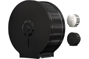 ENBATH Dispensador de Papel higiénico Jumbo (Negro), Soporte de Papel higiénico Industrial de Grado Comercial, Acero Inoxidable, dispensador de baño con Bloqueo para Rollos de 9 Pulgadas (DIspensador de