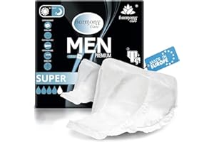 Harmony Care® Men - Compresas de incontinencia súper absorbentes para hombres leve a moderada - Discretas compresas para hombres en caso de incontinencia - 20 unidades