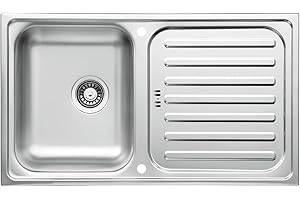 Respekta Riverside Edelstahl Spülbecken / 1 Becken Einbauspüle in ‎86 x 50 cm / Edelstahlspüle mit Abtropffläche geeignet für Unterschränke ab 50 cm Breite