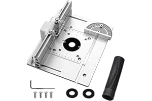 XNZMYN Set de 3 Plaque D'insertion de Table de Fraisage en Aluminium Argent, Découpe Gravure Outil Auxiliaire avec Ensemble de Guide de Jauge D'onglet pour Bancs de Travail du Bois (Alliage d'aluminium)