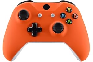 eXtremeRate Orange Faceplate Cover, Soft Touch Front Housing Shell Case, Comfortable Soft Grip Replacement Kit for Microsoft Xbox One X & One S Controller