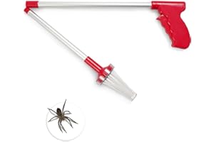 KEPLIN Foldable Spider Catcher, Bug Trap Catcher Extra Long with Handle, Safely Humanely Removes Spiders, Insects, Daddy Longlegs, Wasps, Bees and Moths, Original, (Red)