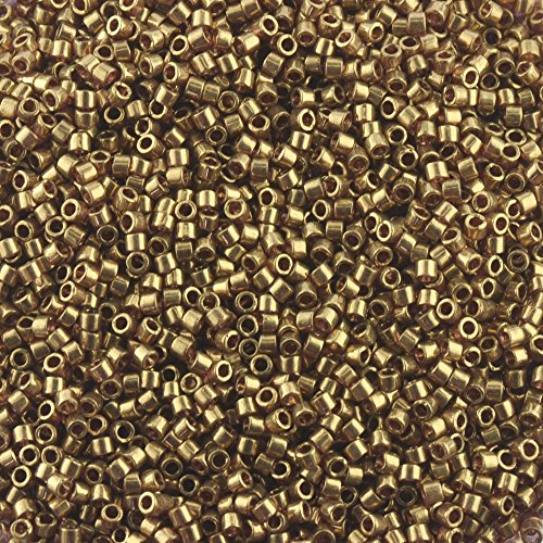 Miyuki Delica - Cuentas tamaño 11 DB115 de color dorado rosa metálico transparente, 5 gramos.