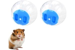 2PC Transparent Dwarf Hamster Exercise Ball,Plastic Gerbil Toy Ball Small,Small Animal Activity Toy Hamster Ball,Portable For Running,For Jogging,Sport,Gerbil Pet,Blue,Kiuiom