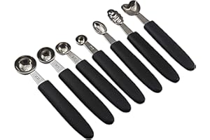 YLSZHYR Lot de 7 cuillères à melon en acier inoxydable pour couper et ramasser les fruits, les melons, les gâteaux, les gâteaux, les moules