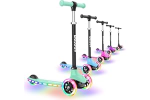 BELEEV A6 Patinete Niño 3-8 Años con LED Luces Ruedas & Deck, Patinete 3 Ruedas 4 Altura Ajustable, Cubierta Antideslizante Scooter, Patinete Ligero Marco Resistente, Patinete Niño Niña6 años