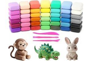 KMFYMPT Arcilla Polimerica Secado al Aire, Foamy Moldeable, Pasta Modelar Secado al Aire, 36 Colores Plastilina Arcilla para Modelar, 3 Herramientas de Escultura