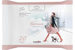 Ingenya Camon Salviette Detergenti per Animali al Profumo di Cipresso, 20 Salviette, Adatte a Cani e Gatti