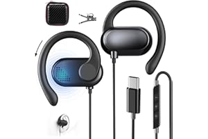 AIAUXAI Cuffie USB C Open Ear Archetti Regolabili Microfono e Controllo Volume Cuffie con Filo per Samsung Galaxy S25 Ultra S24 S23 A56 A16 iPhone 17 Pro 16 15 Pixel 9 8 7 Auricolari per Sport Ufficio Musica