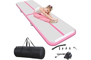BSTSEL Inflatable Air Gymnastics Tumbling Track Mat 10ft 13ft 16ft 20ft Thickness 4in, Home Gymnasiums Yoga Dance Training Exercise Fitness Mat with Air Pump