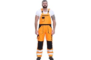 GENERIC JMA TRADING® Mens Hi Viz Contrast Water resistant Overall Bib & Brace Breathable Dungarees Trouser