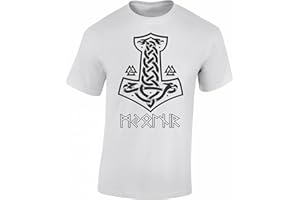 BADDERY T-Shirt: Valknut Skull - Wikingów Shirt dla mężczyzn kobiet mężczyzn mężczyzn kobiet - Norwegia Thor Wotan Odin - Viking-s - Metal LARP Bike-r - Thorshammer Mjölnir - Götter - Pomysł na prezent