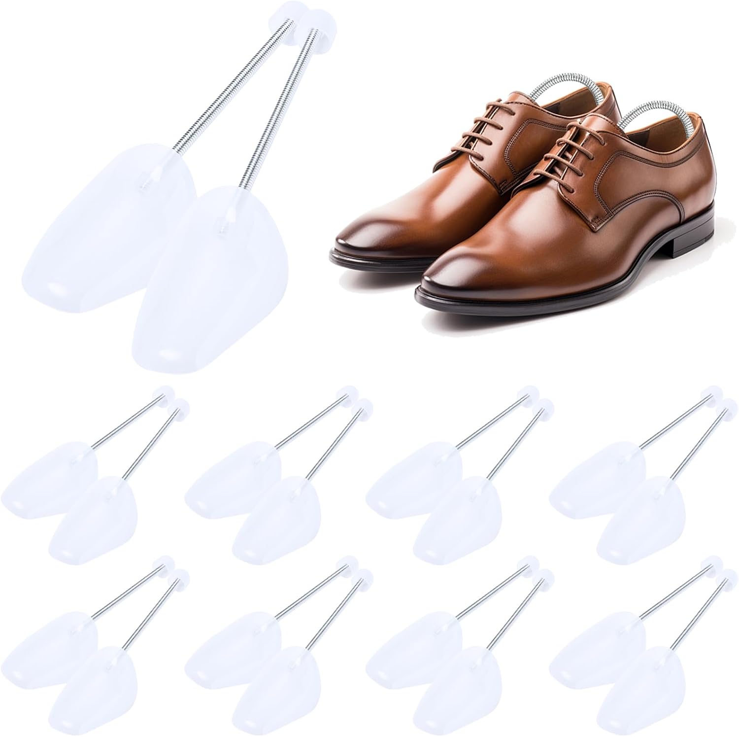 JOTOL 9 Pares De Hormas Para Zapatos Hombre,Ensanchador De Zapatos,Hormas De Plástico,Horma Zapatos Eu La Talla 38-45,Justable Longitud,Transparente