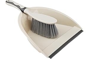 Salubohum Schaufel und Besen Set, Kehrschaufel Set, Beinhaltet Handfeger und Schaufel, Geeignet Reinigen und Entfernen von Krümeln auf Sofa, Möbeln, Tischen und der Innenausstattung des Autos (Beige)